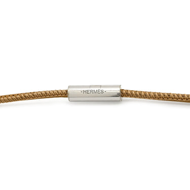 エルメス HERMES Hエキップ H057087FL01 サーブル バッファローホーン レザー ラッカー ネックレス シルバー金具 茶 白 ベージュ