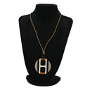 エルメス HERMES Hエキップ H057087FL01 サーブル バッファローホーン レザー ラッカー ネックレス シルバー金具 茶 白 ベージュ