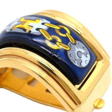 エルメス HERMES エマイユ ネイビー×マルチカラー GP 七宝焼き イヤリング ゴールド金具 七宝 紺 GP