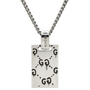 グッチ GUCCI ゴースト 455315 シルバー シルバー925 ネックレス AG925 SV925 スカル GG プレート スクエア