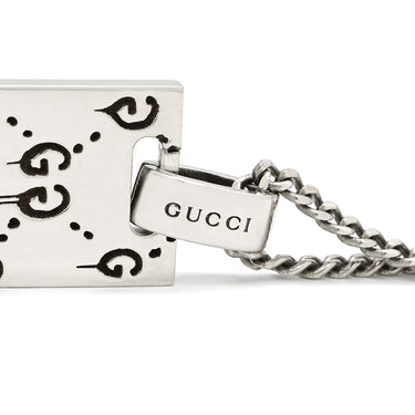 グッチ GUCCI ゴースト 455315 シルバー シルバー925 ネックレス AG925 SV925 スカル GG プレート スクエア