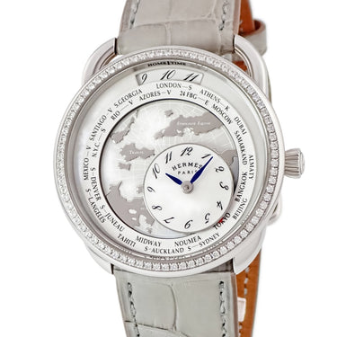腕時計 エルメス HERMES アルソー ル タン ヴォヤジャー AR10.530 W057197WW00 自動巻き メンズ 純正ダイヤ シェル 世界時計 GMT