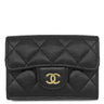 シャネル CHANEL マトラッセ コンパクトウォレット AP0230 ブラック キャビアスキン 三つ折り財布 ゴールド金具 ココマーク