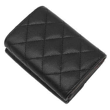 シャネル CHANEL マトラッセ コンパクトウォレット AP0230 ブラック キャビアスキン 三つ折り財布 ゴールド金具 ココマーク