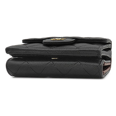 シャネル CHANEL マトラッセ コンパクトウォレット AP0230 ブラック キャビアスキン 三つ折り財布 ゴールド金具 ココマーク