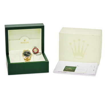 腕時計 ロレックス ROLEX デイデイト 36 118238 自動巻き メンズ メーカーOH済 G番 K18YG無垢 グリーン フルーテッドベゼル