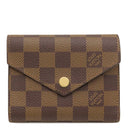 ルイヴィトン LOUIS VUITTON ポルトフォイユ ヴィクトリーヌ N41659 ダミエエベヌ×レッド ダミエキャンバス 三つ折り財布 ゴールド金具 コンパクト 刻印あり