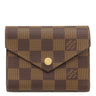 ルイヴィトン LOUIS VUITTON ポルトフォイユ ヴィクトリーヌ N41659 ダミエエベヌ×レッド ダミエキャンバス 三つ折り財布 ゴールド金具 コンパクト 刻印あり