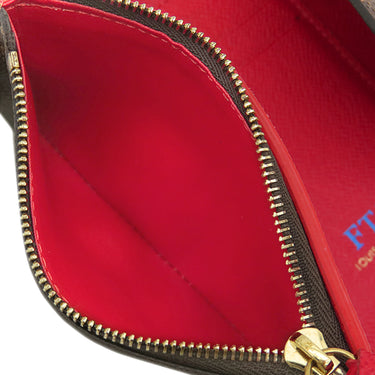 ルイヴィトン LOUIS VUITTON ポルトフォイユ ヴィクトリーヌ N41659 ダミエエベヌ×レッド ダミエキャンバス 三つ折り財布 ゴールド金具 コンパクト 刻印あり