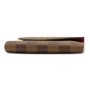 ルイヴィトン LOUIS VUITTON ポルトフォイユ ヴィクトリーヌ N41659 ダミエエベヌ×レッド ダミエキャンバス 三つ折り財布 ゴールド金具 コンパクト 刻印あり