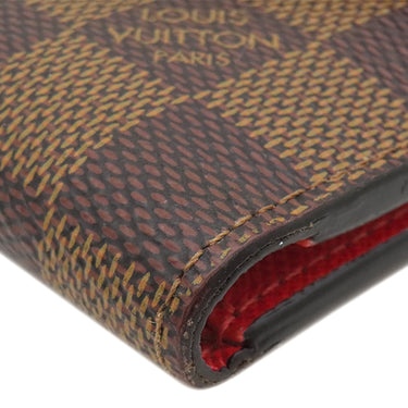 ルイヴィトン LOUIS VUITTON ポルトフォイユ ヴィクトリーヌ N41659 ダミエエベヌ×レッド ダミエキャンバス 三つ折り財布 ゴールド金具 コンパクト 刻印あり
