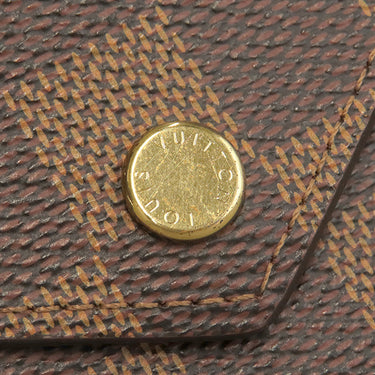 ルイヴィトン LOUIS VUITTON ポルトフォイユ ヴィクトリーヌ N41659 ダミエエベヌ×レッド ダミエキャンバス 三つ折り財布 ゴールド金具 コンパクト 刻印あり