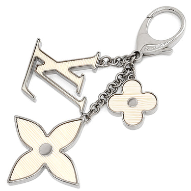 ルイヴィトン LOUIS VUITTON ビジューサック フルール ドゥ エピ Ｍ65085 ホワイト メタル キーホルダー シルバー金具 チャーム モノグラムフラワー