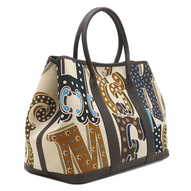エルメス HERMES ガーデンパーティーPM エレクトリック キャラメル×エクリュ×ベージュ×エベンヌ トワルアッシュ ネゴンダ トートバッグ 2024年製