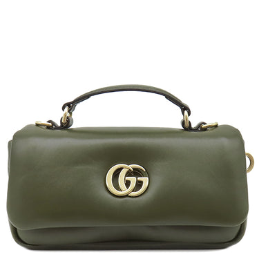 グッチ GUCCI GGミラノ トップハンドル バッグ 806017 カーキ レザー 2WAYバッグ シャンパンゴールド金具 緑 チェーンバッグ ショルダー ハンドバッグ