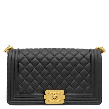 シャネル CHANEL ボーイシャネル 25 A67086 ブラック ラムスキン ショルダーバッグ ゴールド金具 黒 チェーンバッグ