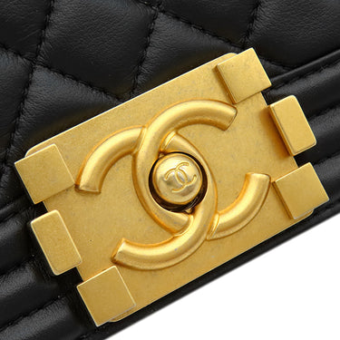 シャネル CHANEL ボーイシャネル 25 A67086 ブラック ラムスキン ショルダーバッグ ゴールド金具 黒 チェーンバッグ