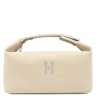 エルメス HERMES ブリッド ア ブラック PM H104222M ナチュラル コットンキャンバス ポーチ シルバー金具 バニティ Hロゴ