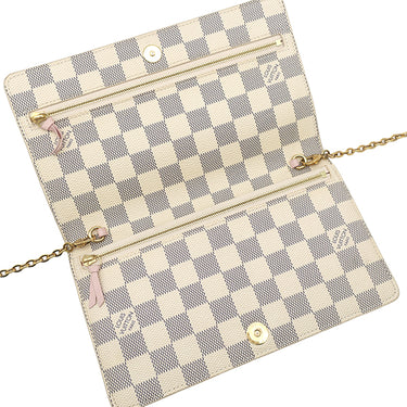 ルイヴィトン LOUIS VUITTON ポシェット ウィークエンド サマートランク N60108 ローズバレリーヌ レザー ダミエアズールキャンバス チェーンウォレット ゴールド金具