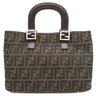 フェンディ FENDI ズッカ 26329 ブラウン×ダークブラウン キャンバス レザー ハンドバッグ シルバー金具 茶 FF