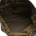 フェンディ FENDI ズッカ 26329 ブラウン×ダークブラウン キャンバス レザー ハンドバッグ シルバー金具 茶 FF