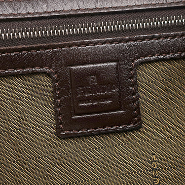 フェンディ FENDI ズッカ 26329 ブラウン×ダークブラウン キャンバス レザー ハンドバッグ シルバー金具 茶 FF