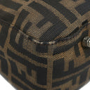 フェンディ FENDI ズッカ 26329 ブラウン×ダークブラウン キャンバス レザー ハンドバッグ シルバー金具 茶 FF