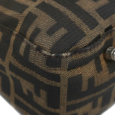 フェンディ FENDI ズッカ 26329 ブラウン×ダークブラウン キャンバス レザー ハンドバッグ シルバー金具 茶 FF
