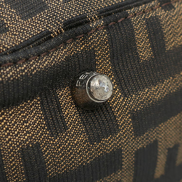 フェンディ FENDI ズッカ 26329 ブラウン×ダークブラウン キャンバス レザー ハンドバッグ シルバー金具 茶 FF