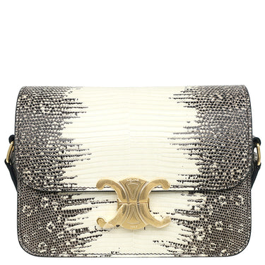 セリーヌ CELINE ティーン トリオンフ 188424BF5.02VG ナチュラル リザード ショルダーバッグ ゴールド金具 メタリッククロージャー
