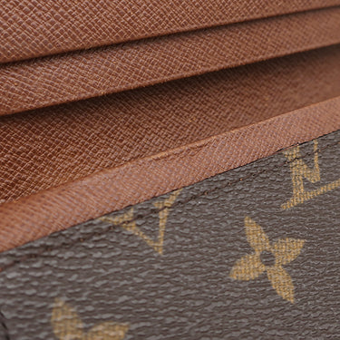 ルイヴィトン LOUIS VUITTON ポルトフォイユ トレゾール M61736 モノグラム モノグラムキャンバス 二つ折り財布 ゴールド金具 茶 L字ファスナー