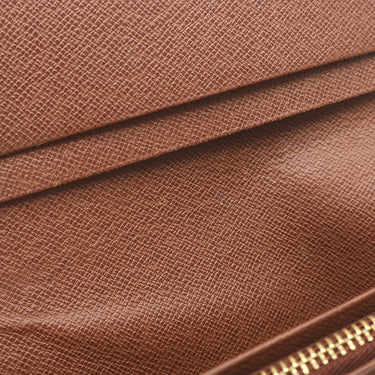 ルイヴィトン LOUIS VUITTON ポルトフォイユ トレゾール M61736 モノグラム モノグラムキャンバス 二つ折り財布 ゴールド金具 茶 L字ファスナー