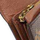 ルイヴィトン LOUIS VUITTON ポルトフォイユ トレゾール M61736 モノグラム モノグラムキャンバス 二つ折り財布 ゴールド金具 茶 L字ファスナー