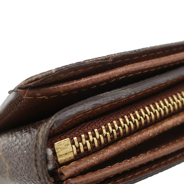 ルイヴィトン LOUIS VUITTON ポルトフォイユ トレゾール M61736 モノグラム モノグラムキャンバス 二つ折り財布 ゴールド金具 茶 L字ファスナー