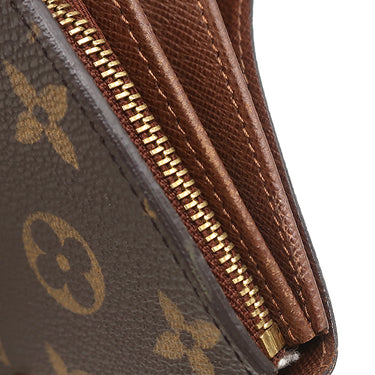 ルイヴィトン LOUIS VUITTON ポルトフォイユ トレゾール M61736 モノグラム モノグラムキャンバス 二つ折り財布 ゴールド金具 茶 L字ファスナー