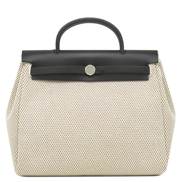 エルメス HERMES エールバッグジップPM 31 ナチュラル×ブラック トワルGM ヴァッシュハンター 2WAYバッグ シルバー金具 トワルH ※鍵一本欠品