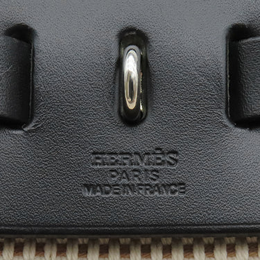 エルメス HERMES エールバッグジップPM 31 ナチュラル×ブラック トワルGM ヴァッシュハンター 2WAYバッグ シルバー金具 トワルH ※鍵一本欠品