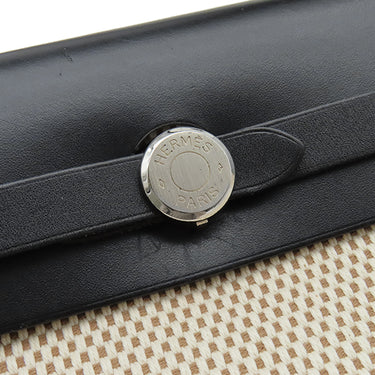 エルメス HERMES エールバッグジップPM 31 ナチュラル×ブラック トワルGM ヴァッシュハンター 2WAYバッグ シルバー金具 トワルH ※鍵一本欠品
