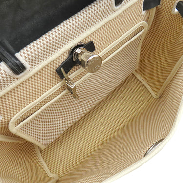 エルメス HERMES エールバッグジップPM 31 ナチュラル×ブラック トワルGM ヴァッシュハンター 2WAYバッグ シルバー金具 トワルH ※鍵一本欠品