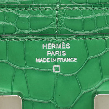 エルメス HERMES コンスタンス コンパクト カクタス アリゲーターマット 二つ折り財布 シルバー金具 緑 コンパクトウォレット クロコ