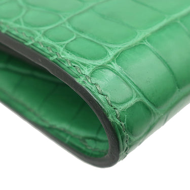 エルメス HERMES コンスタンス コンパクト カクタス アリゲーターマット 二つ折り財布 シルバー金具 緑 コンパクトウォレット クロコ
