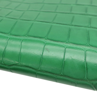 エルメス HERMES コンスタンス コンパクト カクタス アリゲーターマット 二つ折り財布 シルバー金具 緑 コンパクトウォレット クロコ