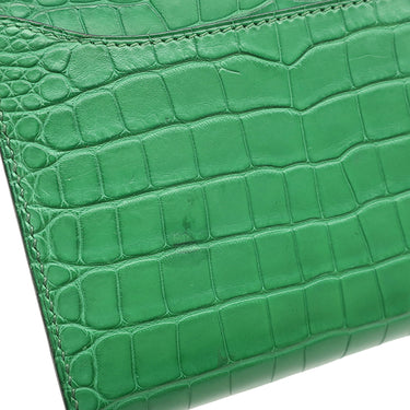 エルメス HERMES コンスタンス コンパクト カクタス アリゲーターマット 二つ折り財布 シルバー金具 緑 コンパクトウォレット クロコ
