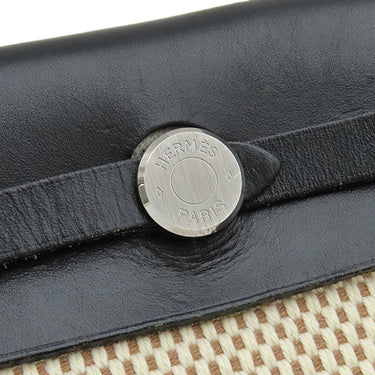 エルメス HERMES エールバッグ TPM ナチュラル×ブラック トワルGM トワルオフィシエ ヴァッシュハンター ショルダーバッグ シルバー金具 茶 黒