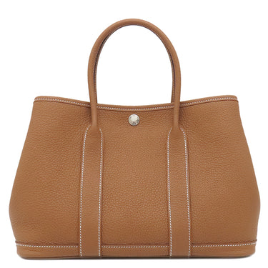 エルメス HERMES ガーデンパーティーTPM 30 ゴールド ネゴンダ トートバッグ シルバー金具 茶 オールレザー 2024年製