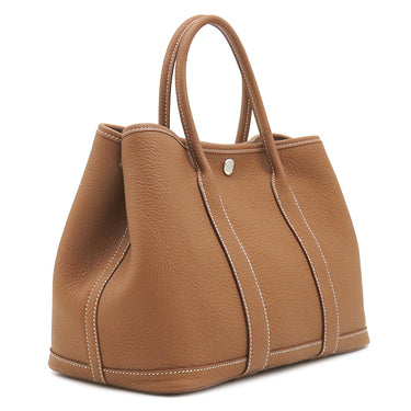 エルメス HERMES ガーデンパーティーTPM 30 ゴールド ネゴンダ トートバッグ シルバー金具 茶 オールレザー 2024年製