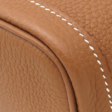 エルメス HERMES ガーデンパーティーTPM 30 ゴールド ネゴンダ トートバッグ シルバー金具 茶 オールレザー 2024年製