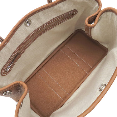 エルメス HERMES ガーデンパーティーTPM 30 ゴールド ネゴンダ トートバッグ シルバー金具 茶 オールレザー 2024年製