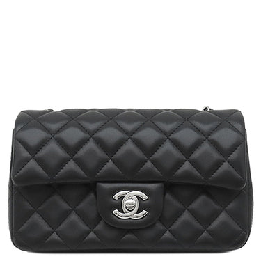 シャネル CHANEL ミニ マトラッセ 20 A69900 ブラック ラムスキン ショルダーバッグ シルバー金具 黒