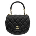 シャネル CHANEL ココマーク ハーフムーン ブラック ラムスキン 2WAYバッグ ゴールド金具 トップハンドル ショルダー